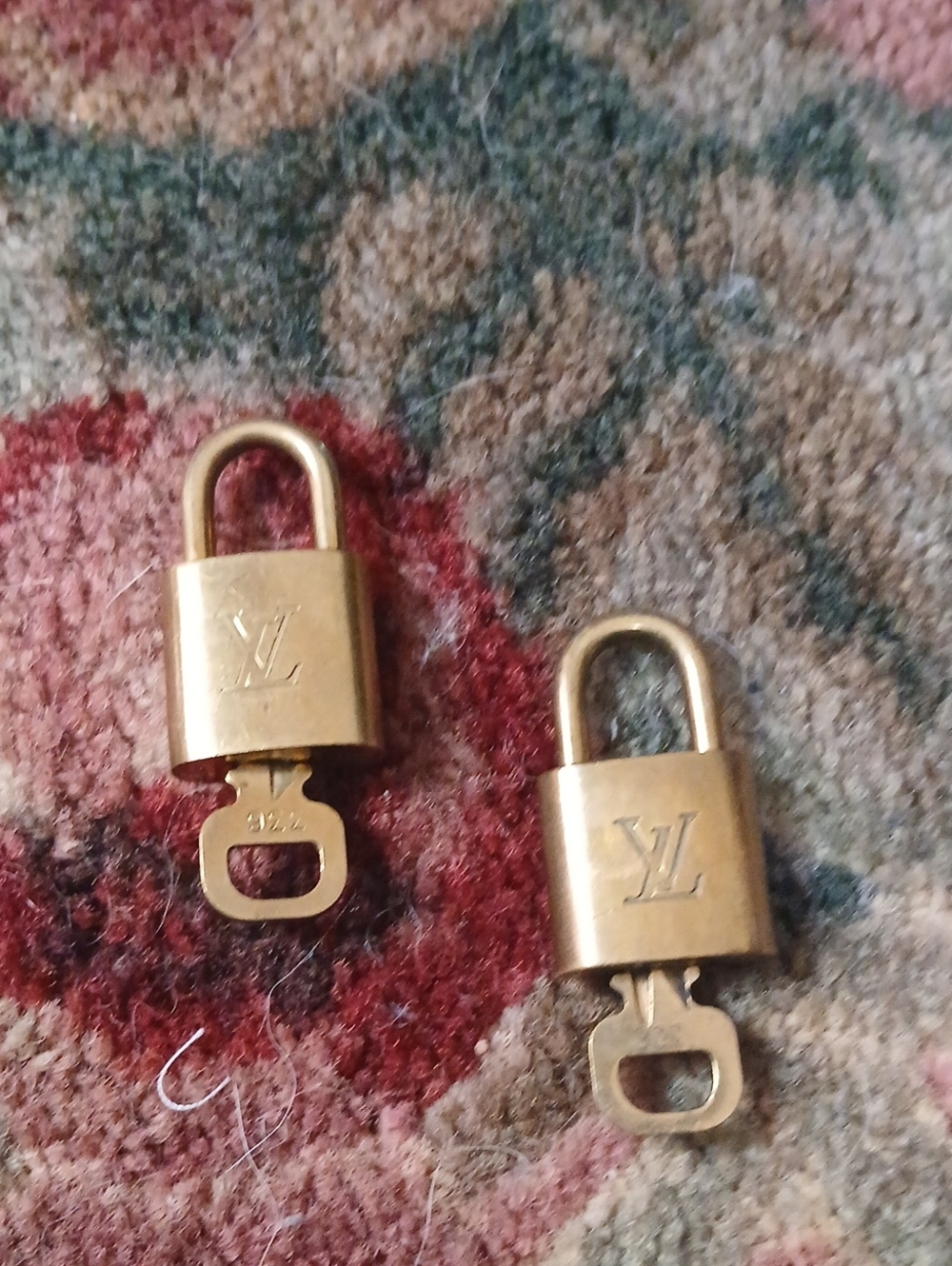 Louis Vuitton Gold Tone Mini Padlock Duo with LV Monogram For 2